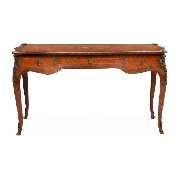 Rococo Style Rosewood & Bronze Desk, 1930s For Sale - Image 4 of 4