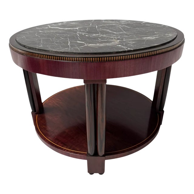 French Art Deco Coffee Table with Marble Top, 1930s For Sale