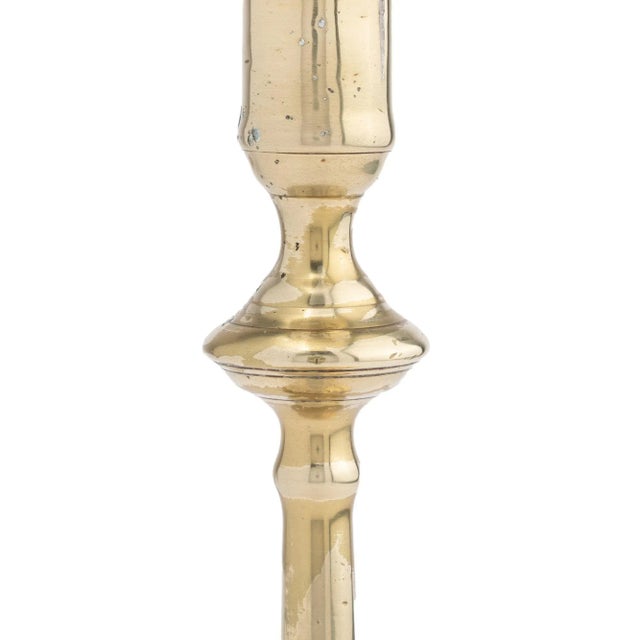 18th Century English Cast Brass Queen Anne Candlestick, C. 1750 For Sale - Image 5 of 10