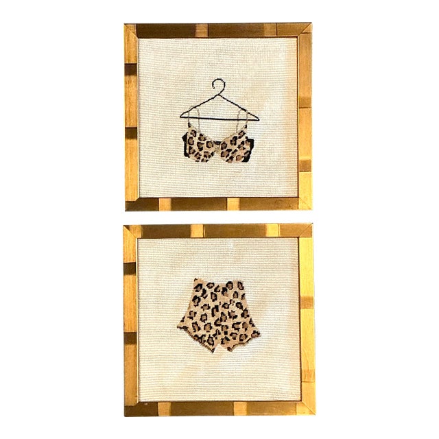 Vintage Original Needlepoint Swimsuit - Set of 2 For Sale