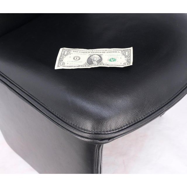 Mid 20th Century Set 4 Italian Mid Century Modern Black Leather Dining Chairs Bellini Style MINT! For Sale - Image 5 of 13