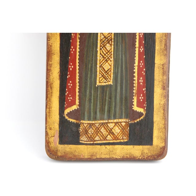 Traditional Mid 20th Century Beautiful Christian Icon of Saint Barbara, Hand Painted Wood, 13.25"x6.5" For Sale - Image 3 of 8