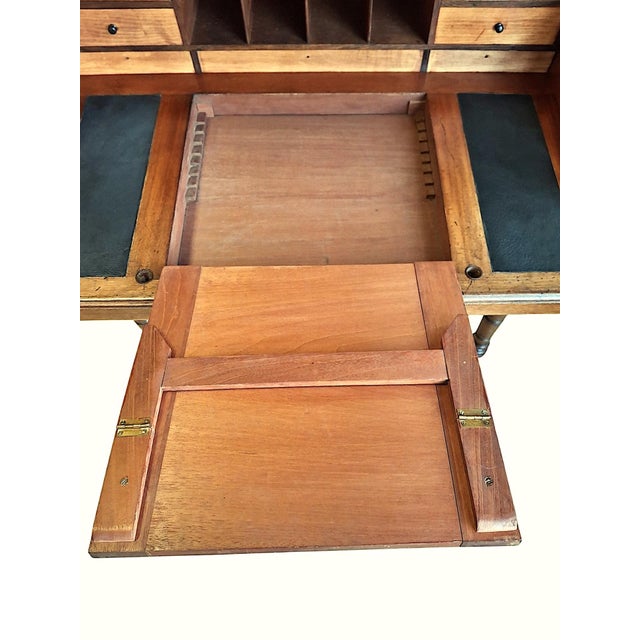 Victorian Tambour Roll-Top Maple and Brass Desk For Sale - Image 12 of 13