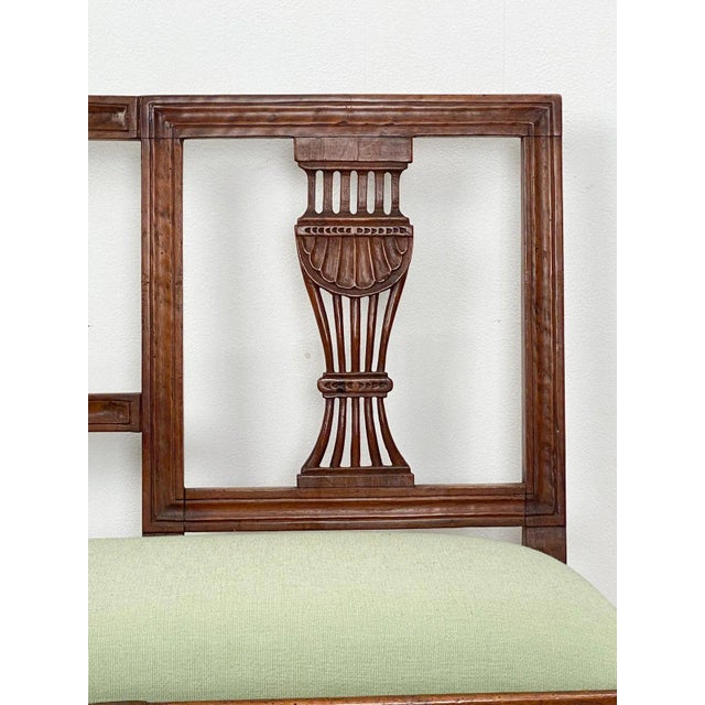 Lime Italian Neoclassical Walnut Settee For Sale - Image 8 of 11