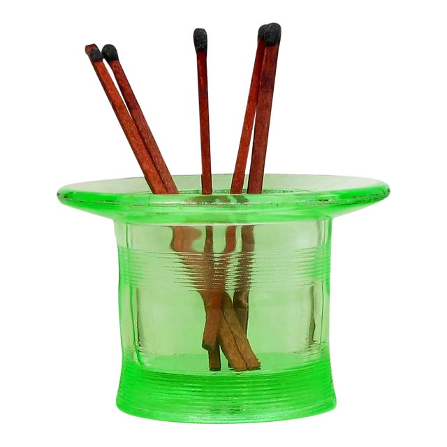 Vintage Green Glass Hat Match Striker / Pyrogene For Sale