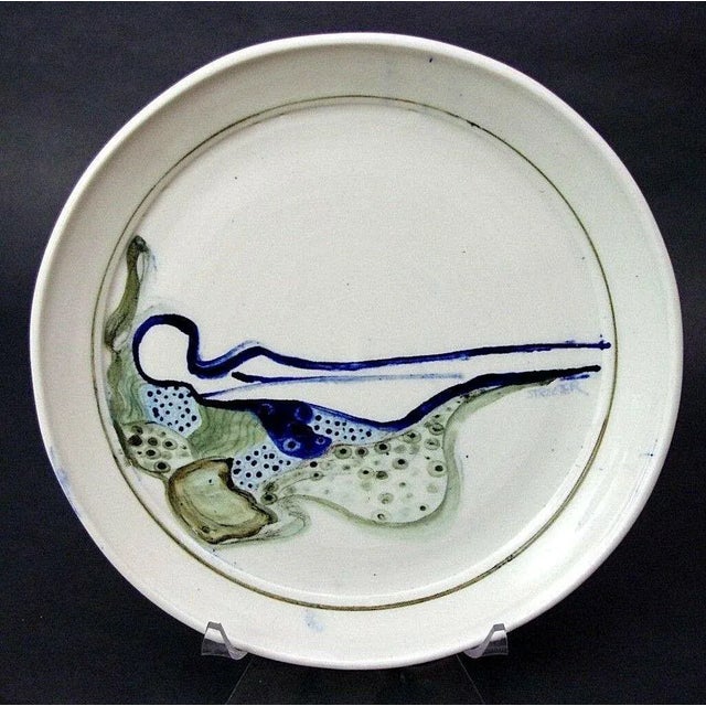 Late 20th Century Modernist Signed Art Pottery Ceramic Plate For Sale - Image 5 of 5