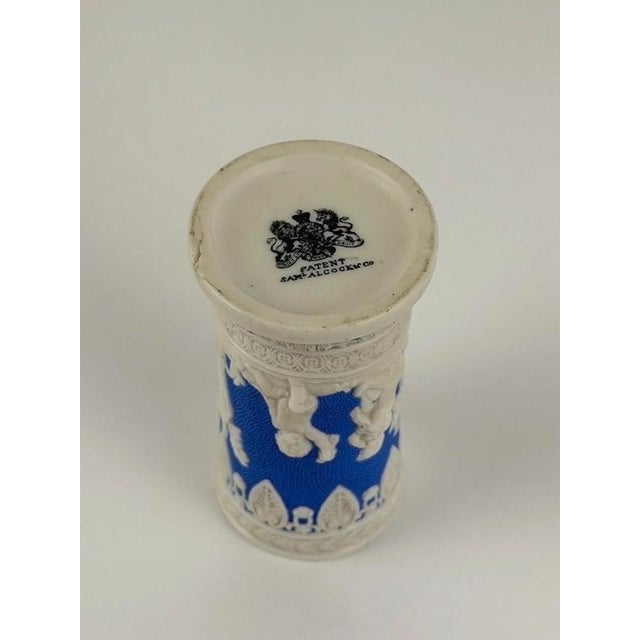 Blue 19th Century Parian Ware Spill Vase in Blue and White by Samuel Alcock For Sale - Image 8 of 10