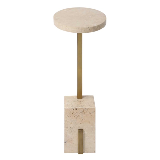 2020s Feranno Travertine Accent Table For Sale - Image 5 of 9