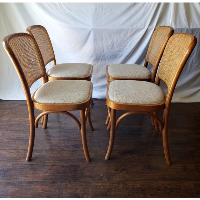 Wood 1970s Vintage Model 811 "Prague" Style Bentwood & Cane Dining Chairs - Set of 4 For Sale - Image 7 of 18