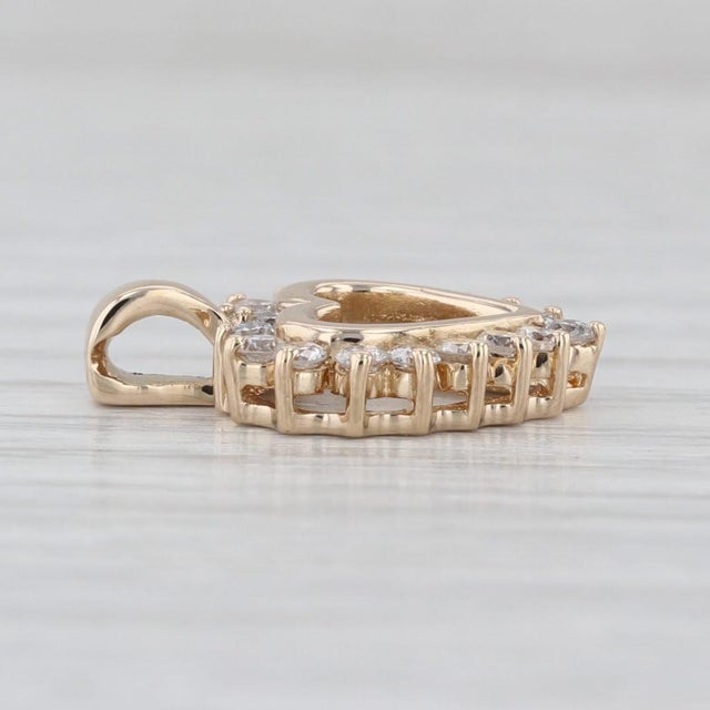 2010s 0.36ctw Diamond Open Heart Pendant 14k Yellow Gold Small Drop For Sale - Image 5 of 5