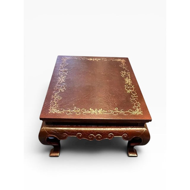 Wood 1990s Baker Furniture Oxblood Chinoiserie Crackle Finish Coffee Table With Gilt Decoration For Sale - Image 7 of 14