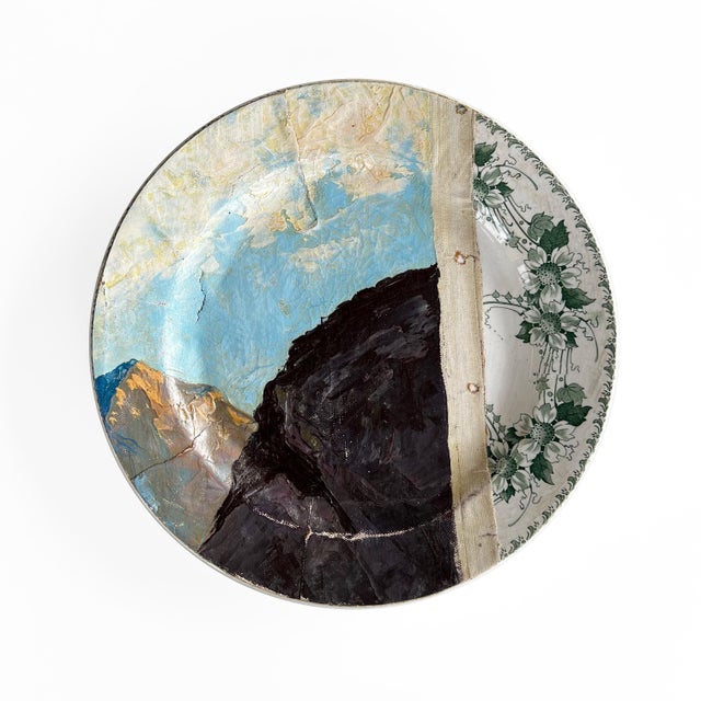 "Mountain Chalet" Original Wall Art Composition of Decorative Plates Painting Installation - Set of 8 For Sale - Image 4 of 18