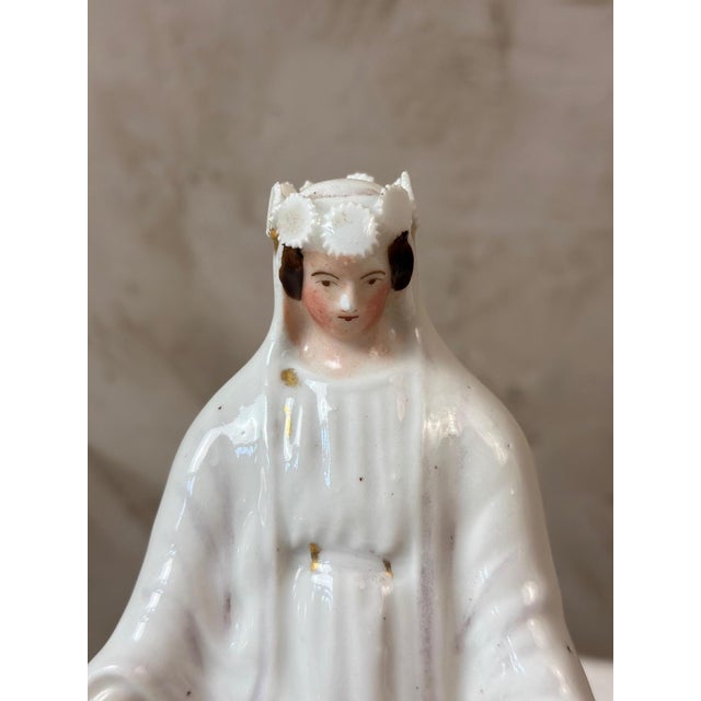 Porcelain Virgin Mary Statutte, 1890s For Sale - Image 6 of 12