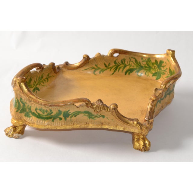 1950s Giltwood Neoclassical Florentine Wood Box Acanthus Leaves Claw Feet Italy For Sale - Image 10 of 15