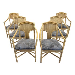 Italian Bamboo and Rattan Armchairs - Set of 6 For Sale