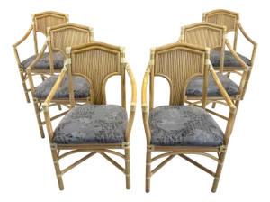 Italian Bamboo and Rattan Armchairs - Set of 6