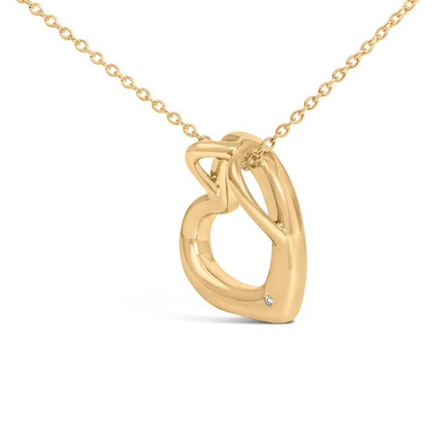 Haus of Brilliance Gold Vermeil Diamond Accent Heart Pendant Necklace For Sale - Image 4 of 6