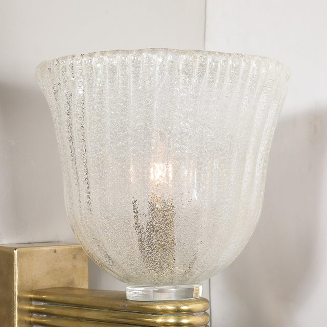Mid-Century Modern Mid-Century Hand-Blown Murano Fluted Pulegoso Glass Sconce by Barovier & Toso For Sale - Image 3 of 13