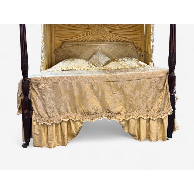 George Iii, Mahogany, Gilt-Wood, Silk, Canopy Bed, England C. 1880s For Sale - Image 9 of 18