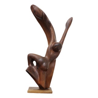 Frank Coronado, Abstract Sculpture, 1980s, Mahogany For Sale