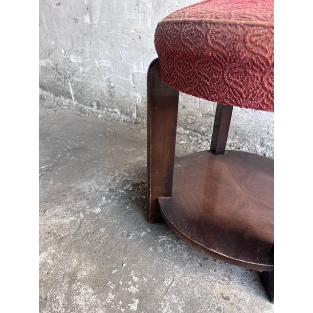 Art Deco Upholstered Stool with Lower Shelf, France, 1930 For Sale - Image 4 of 8