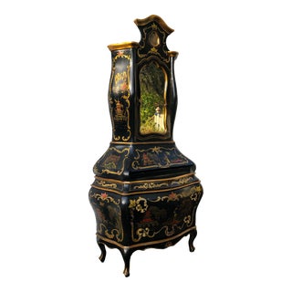 Italian Chinoiserie Bombe Secretary Bookcase Late 19c For Sale