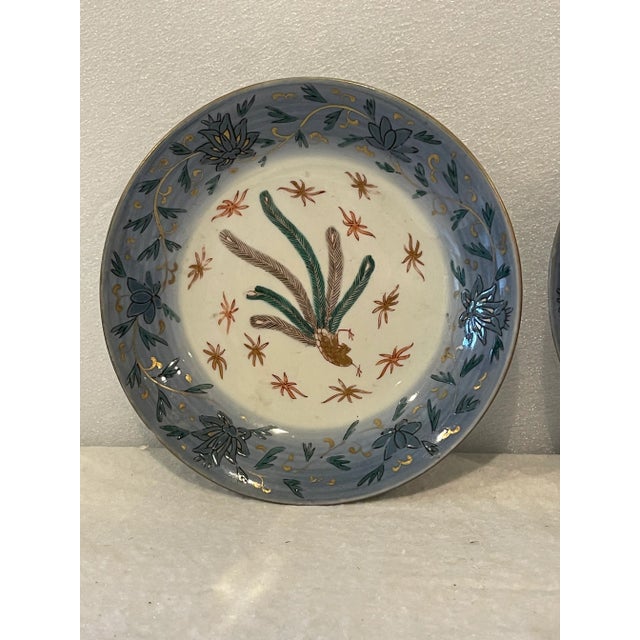 Blue Antique Late 19th Century Oriental Bowls With Peacock - a Pair For Sale - Image 8 of 9