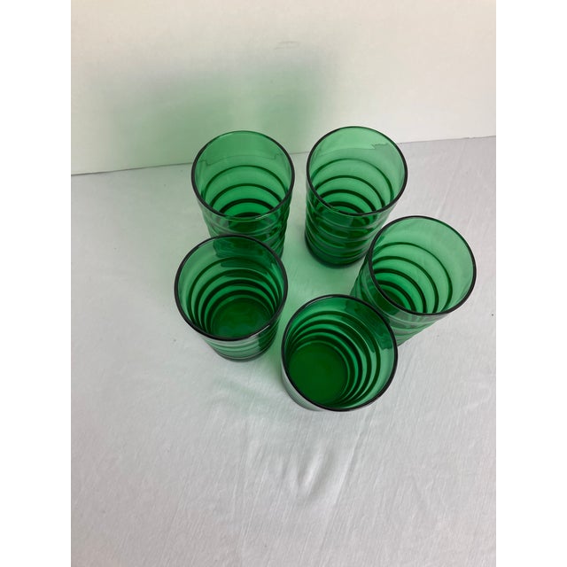 Vintage Anchor Hocking Small Whirly Twirly Forest Green Drinking Glasses Set Of 5 Chairish Beautiful set of 12 unused forest green glass georgian tumblers, still in the original anchor hocking box! vintage anchor hocking small whirly twirly forest green drinking glasses set of 5