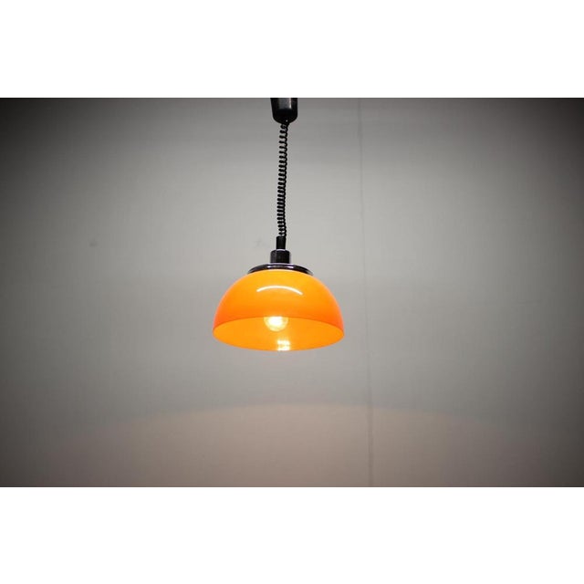 Gold Mid-Century Adjustable Plastic Pendant Lamp attributed to Meblo for Guzzini, Italy, 1970s For Sale - Image 8 of 10