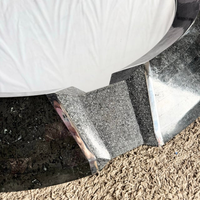 Maitland - Smith Art Deco Black Tessellated Stone and Chrome Mirror, Mainland Smith Style For Sale - Image 4 of 7