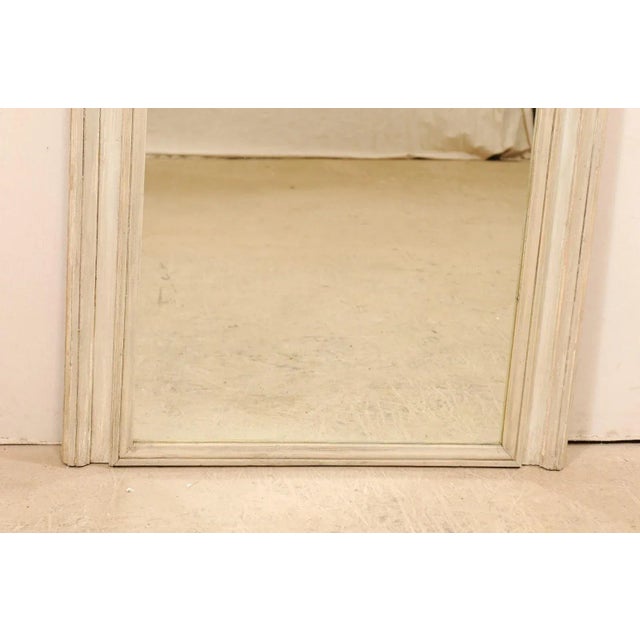 Gold Tall French 19th Century Painted Wood Trumeau Mirror For Sale - Image 8 of 10