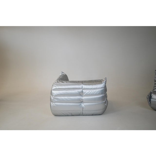 Silver Togo Living Room Set in Silver Fabric by Michel Ducaroy for Ligne Roset, 1979, Set of 5 For Sale - Image 8 of 13