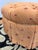 1990s Connecticut Home Interiors Custom Floral and Striped Upholstered Round Tufted Ottoman For Sale - Image 5 of 5