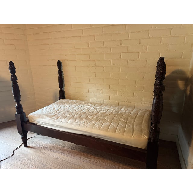 This is a beautifully preserved mid - 19th century English Regency to Victorian carved mahogany bed, featuring exceptional...