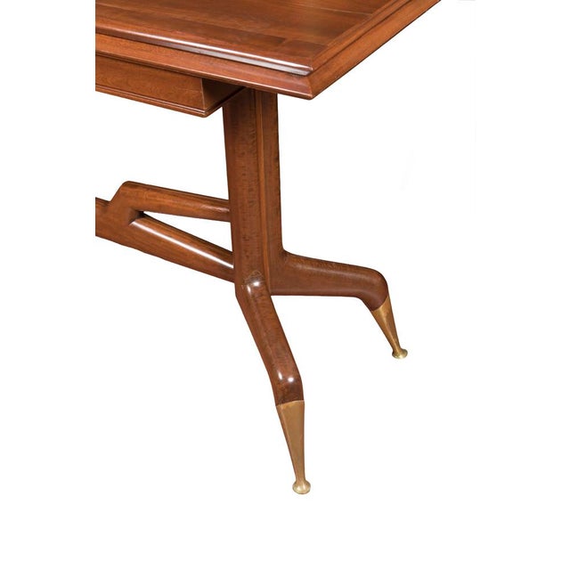 Console Table in Walnut with Brass Legs by Gio Ponti, 1950s For Sale - Image 9 of 17
