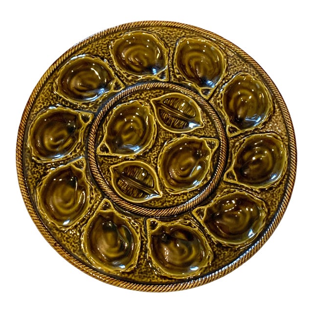 French Vintage Ceramic Oyster Platter For Sale