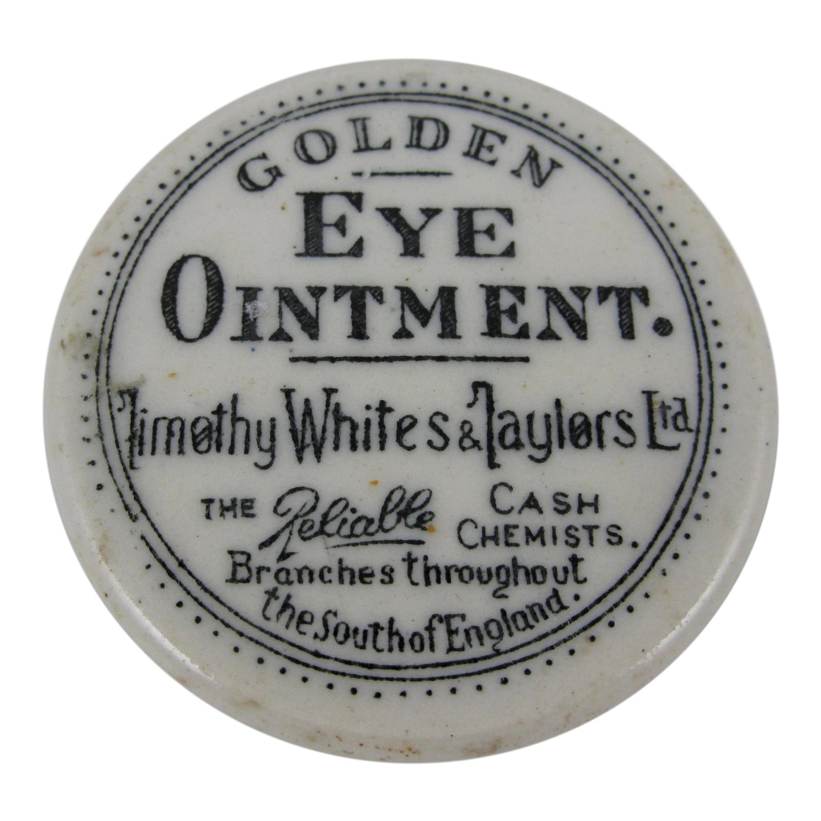 19th Century Staffordshire Transfer Printed Medicine Pot & Lid Golden