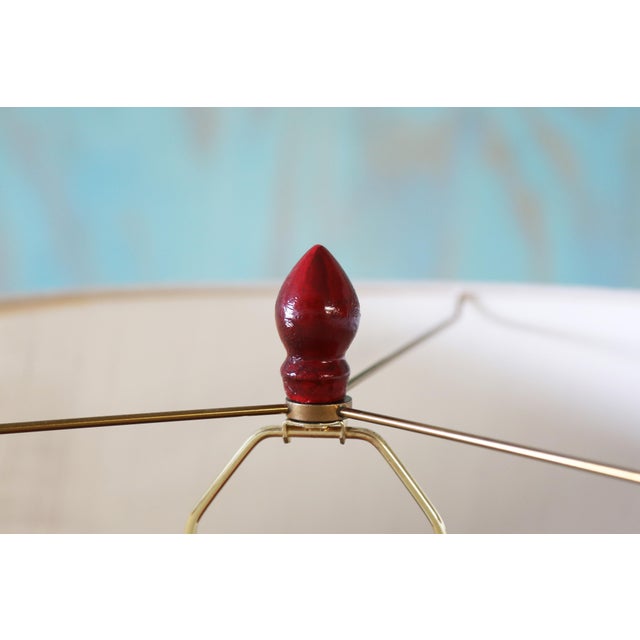 Ceramic 1960s Monumental Vintage Designer Italian Style Red Ceramic Table Lamps - A Pair For Sale - Image 7 of 12