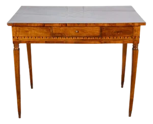 Louis XVI Writing Desk in Walnut, Cherrywood, and Marquetry, Italy, 18th Century