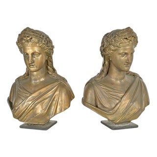 Concorde Busts, Gilded Terracotta, Set of 2 For Sale