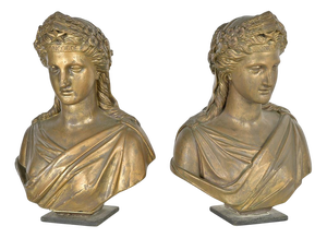 Concorde Busts, Gilded Terracotta, Set of 2