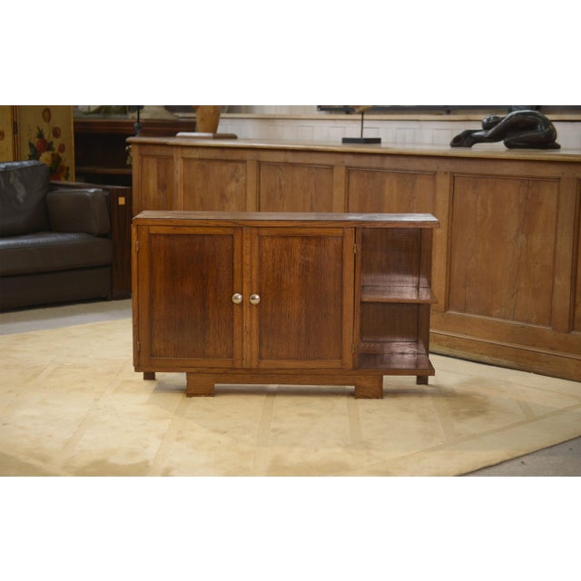 Vintage Art Deco Oak Side Table, 1940s For Sale - Image 4 of 10