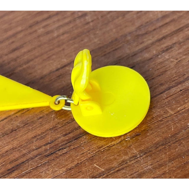 Metal Vintage Yellow Ear Clips, 1980s, Set of 2 For Sale - Image 7 of 9