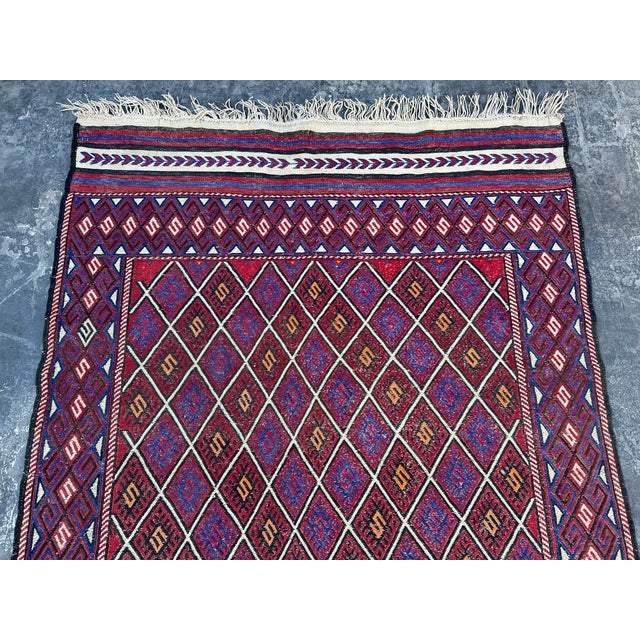Textile Vintage Afghan Baluchi Tribal Kilim Rug For Sale - Image 7 of 9
