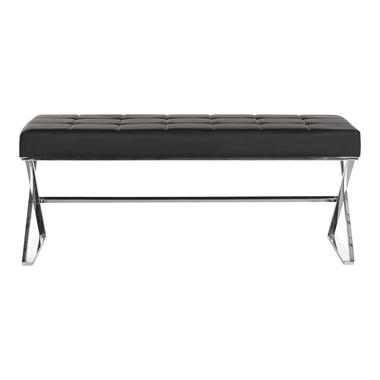 Reed Bench in Black & Chrome | Chairish