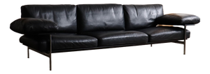 Diesis Three-Seater Sofa in Black Leather by Antonio Citterio for B&B Italia, 1970s