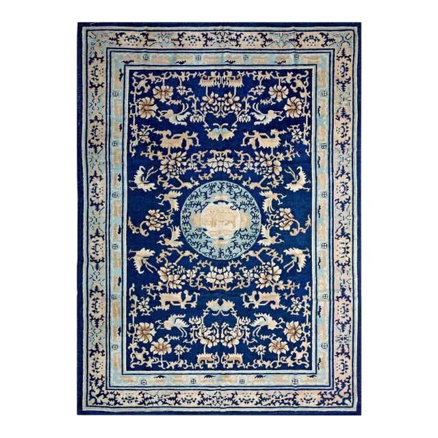 Mid-19th Century W. Chinese Ningxia Carpet ( 6'9" x 9'6" - 205 x 290 ) For Sale