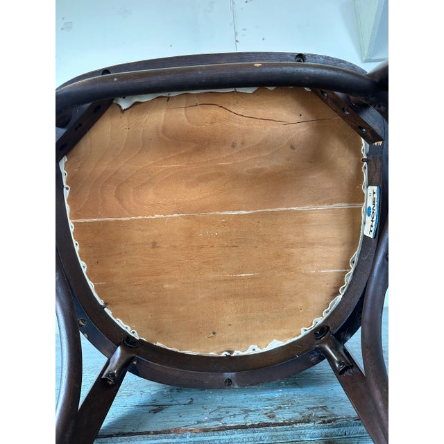 Mid 20th Century Bentwood Mid-Century Cream Leather Armchair With Nail-Head Details For Sale - Image 10 of 13