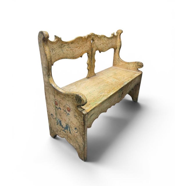 19th Century Continental Painted Pine Bench / Settee For Sale - Image 10 of 10