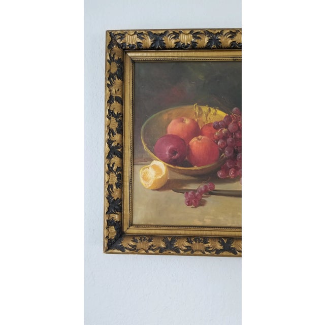 Red Vintage Fruit Still Life Oil on Canvas Painting, Signed For Sale - Image 8 of 13
